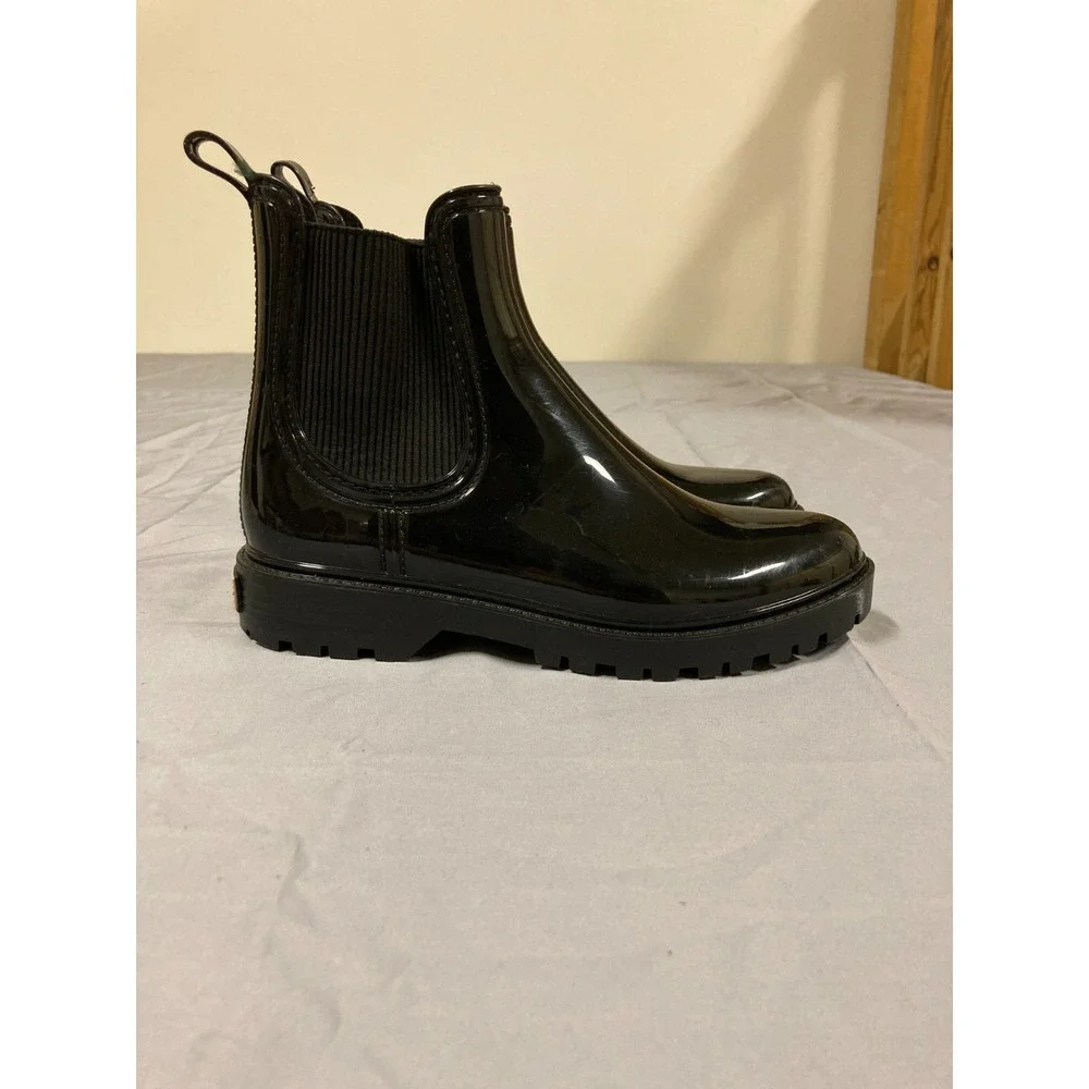 Toni Pons Cavan Chelsea Boot Women's Black Glossy‎ Round Toe Waterproof - 7.5